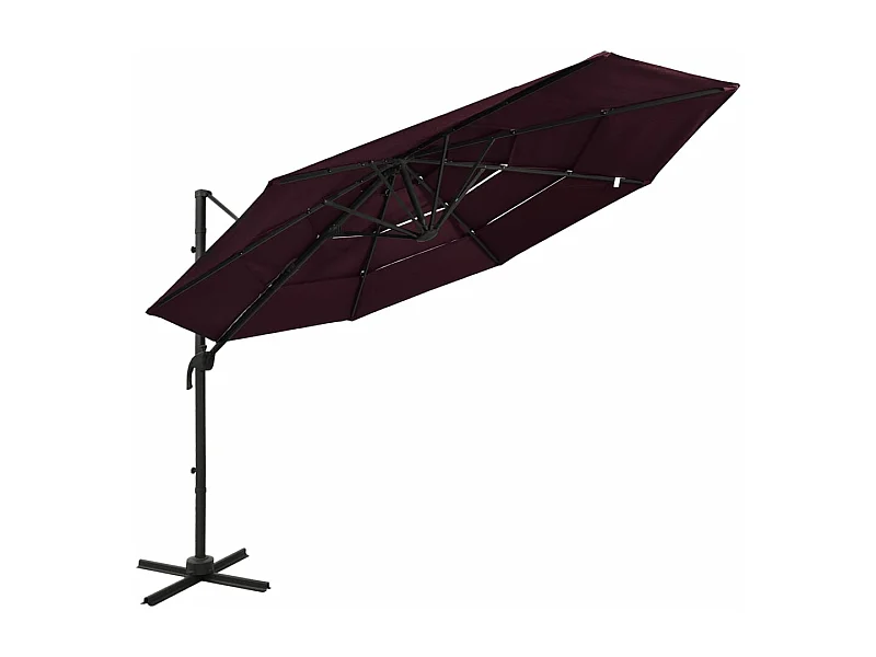 Parasol à 4 niveaux aluminium bordeaux 300 x 300 x 247 cm 02_0008789