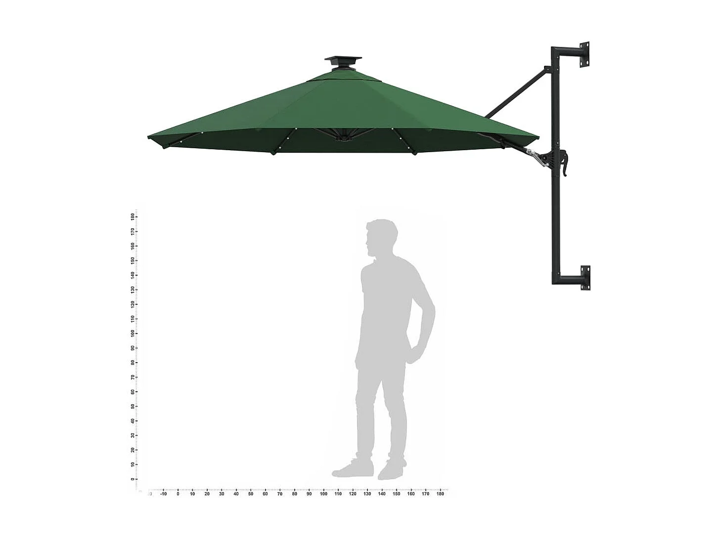 Parasol mural avec mât métal argentée 300 x 300 x 131 cm 02_0008697