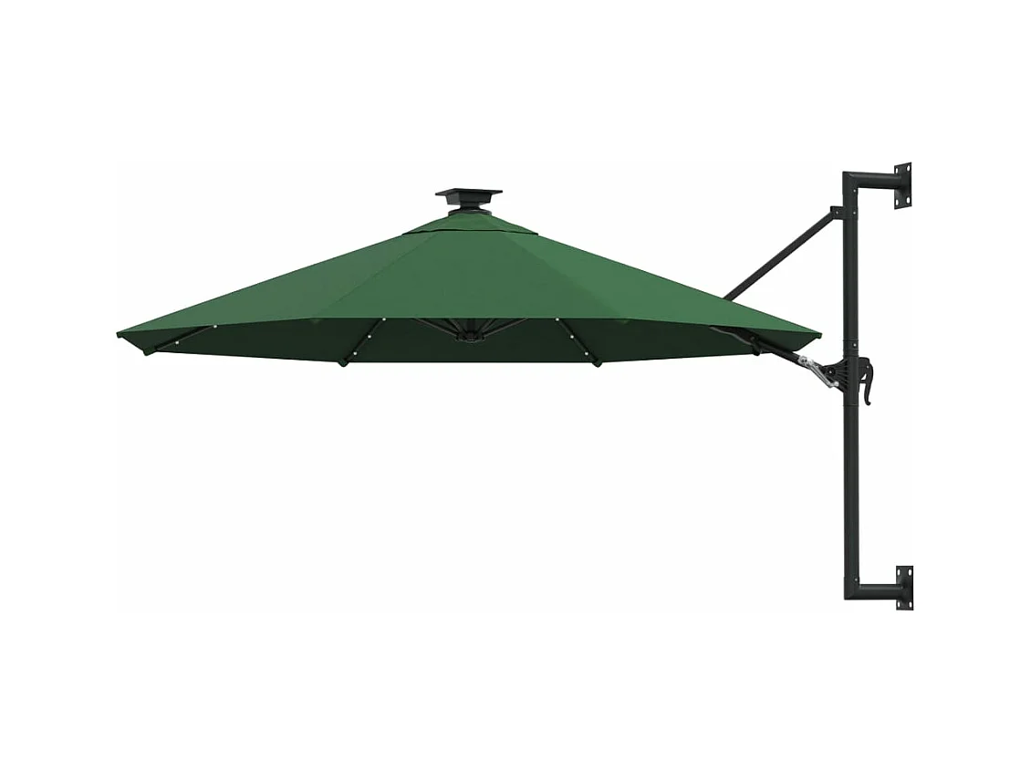 Sombrilla de pared con poste de metal y LED 300 cm verde 02_0008697