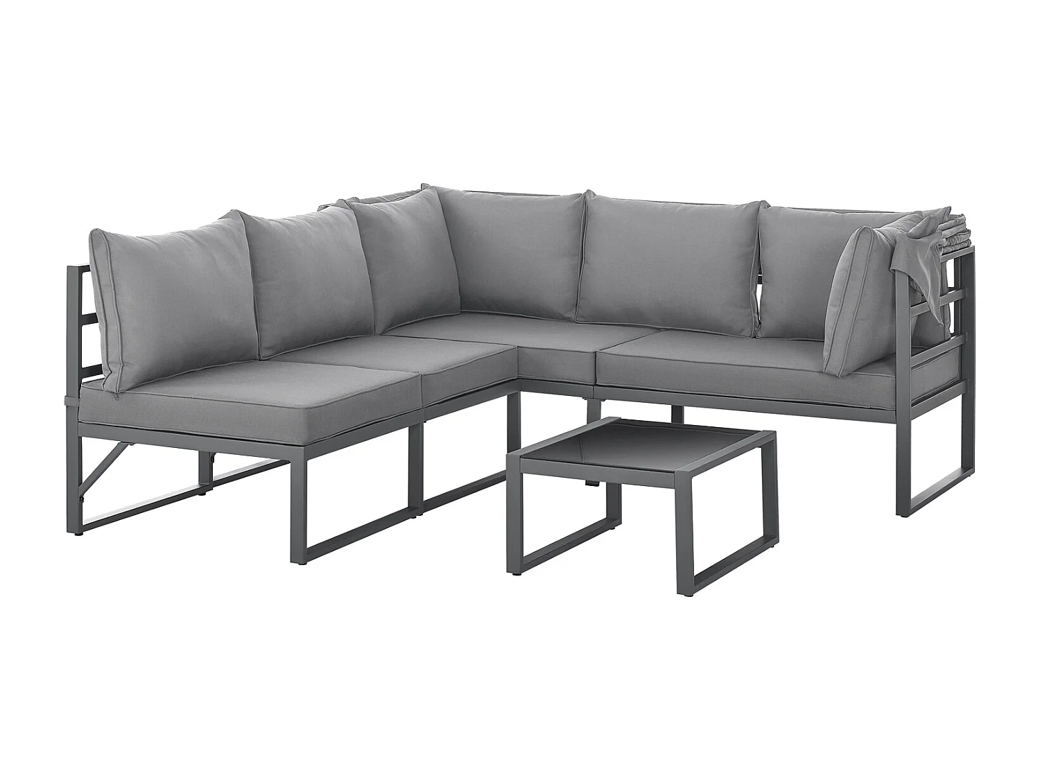 Ensemble de salon de jardin MAUI avec toit - Canapé d'extérieur en acier gris clair