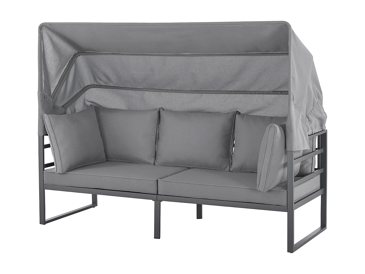 Ensemble de salon de jardin MAUI avec toit - Canapé d'extérieur en acier gris clair