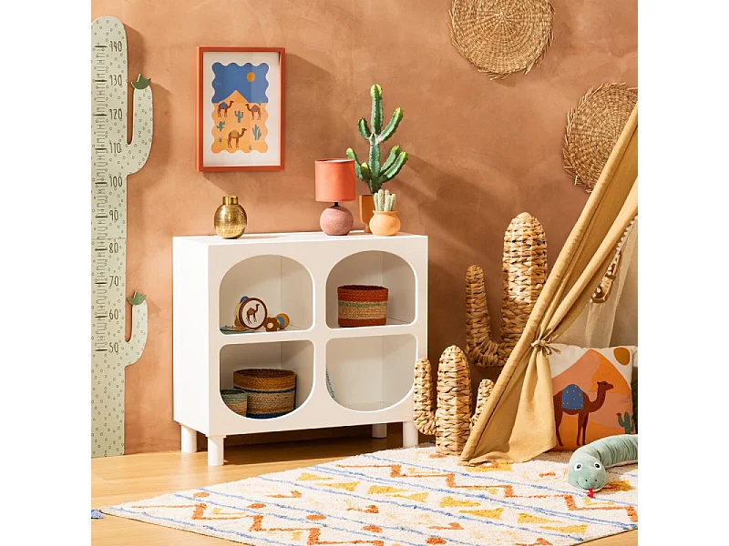 Commode Enfant 4 Niches "Tara" 76cm Blanc