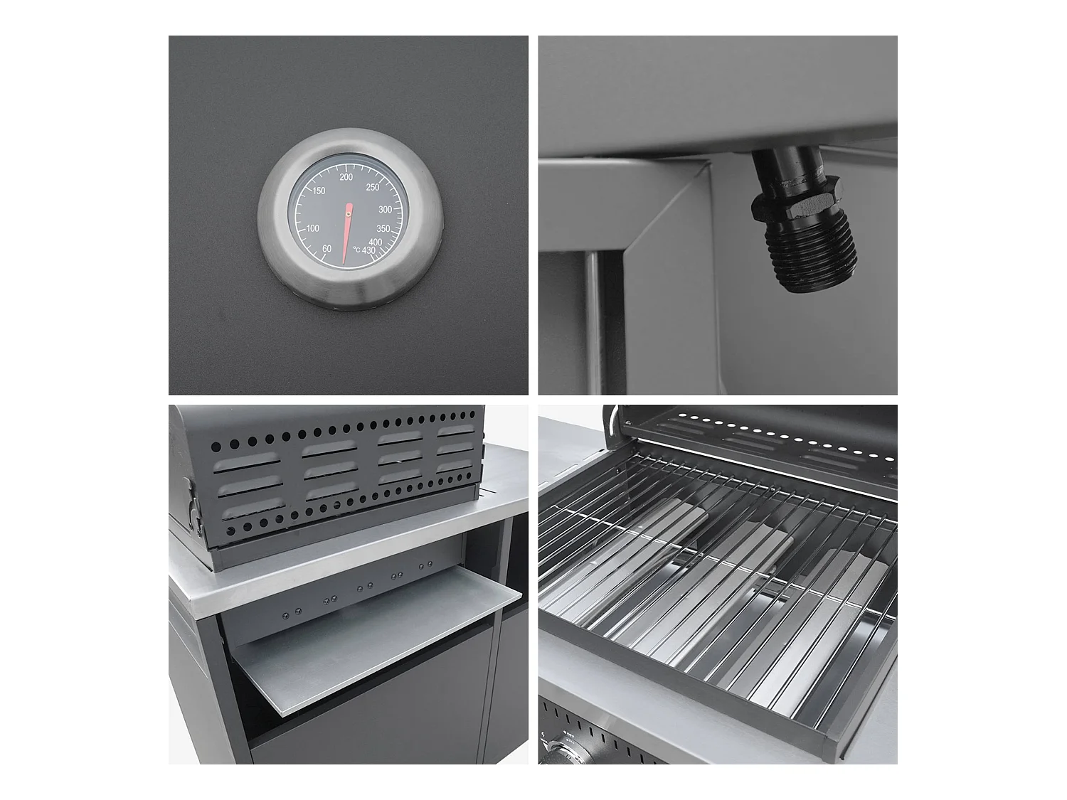 Barbecue gaz 3 brûleurs . noir. 3 portes et 2 espaces de rangement