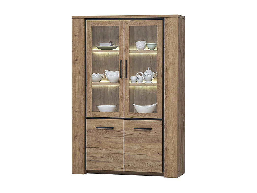 Vitrine 2 portes pleines + 2 portes vitrées Lio