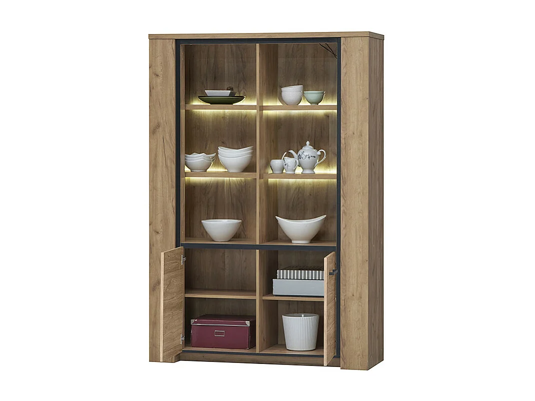 Vitrine 2 portes pleines + 2 portes vitrées Lio