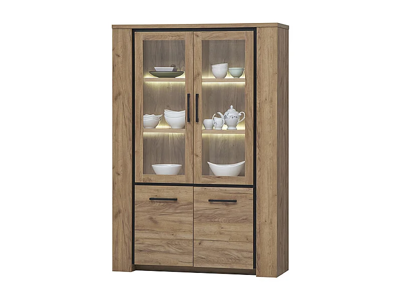 Vitrine 2 portes pleines + 2 portes vitrées Lio