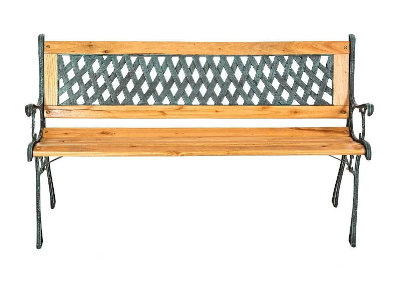 Panca da giardino in legno massello metallo e plastica 128 cm 2208035