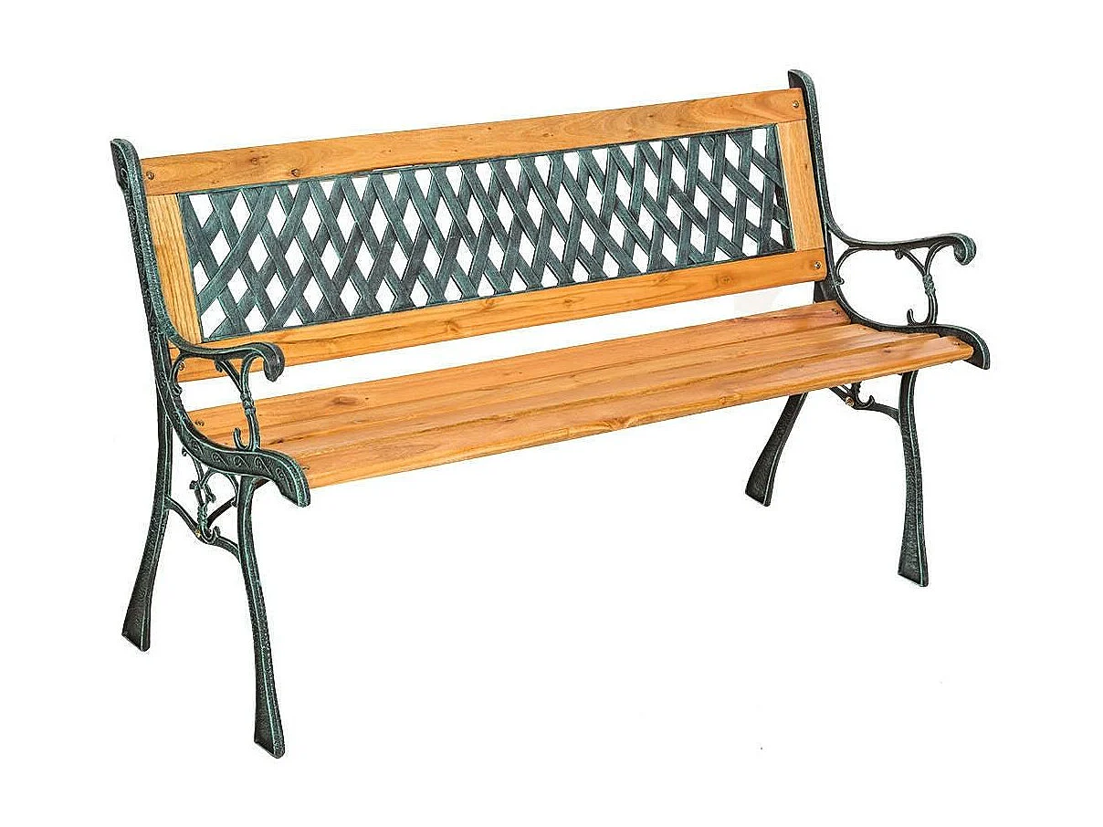 Panca da giardino in legno massello metallo e plastica 128 cm 2208035