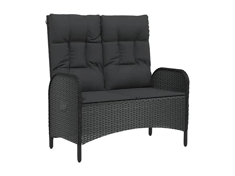 Panca da giardino mobile da giardino per esterni terrazza reclinabile con cuscini 107 x 62,5 x 109 cm polyrattan nero 02_0011736