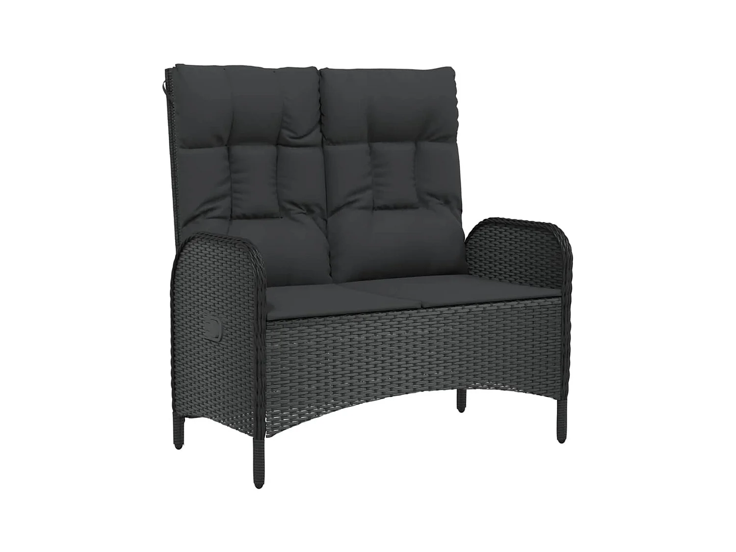 Panca da giardino mobile da giardino per esterni terrazza reclinabile con cuscini 107 x 62,5 x 109 cm polyrattan nero 02_0011736