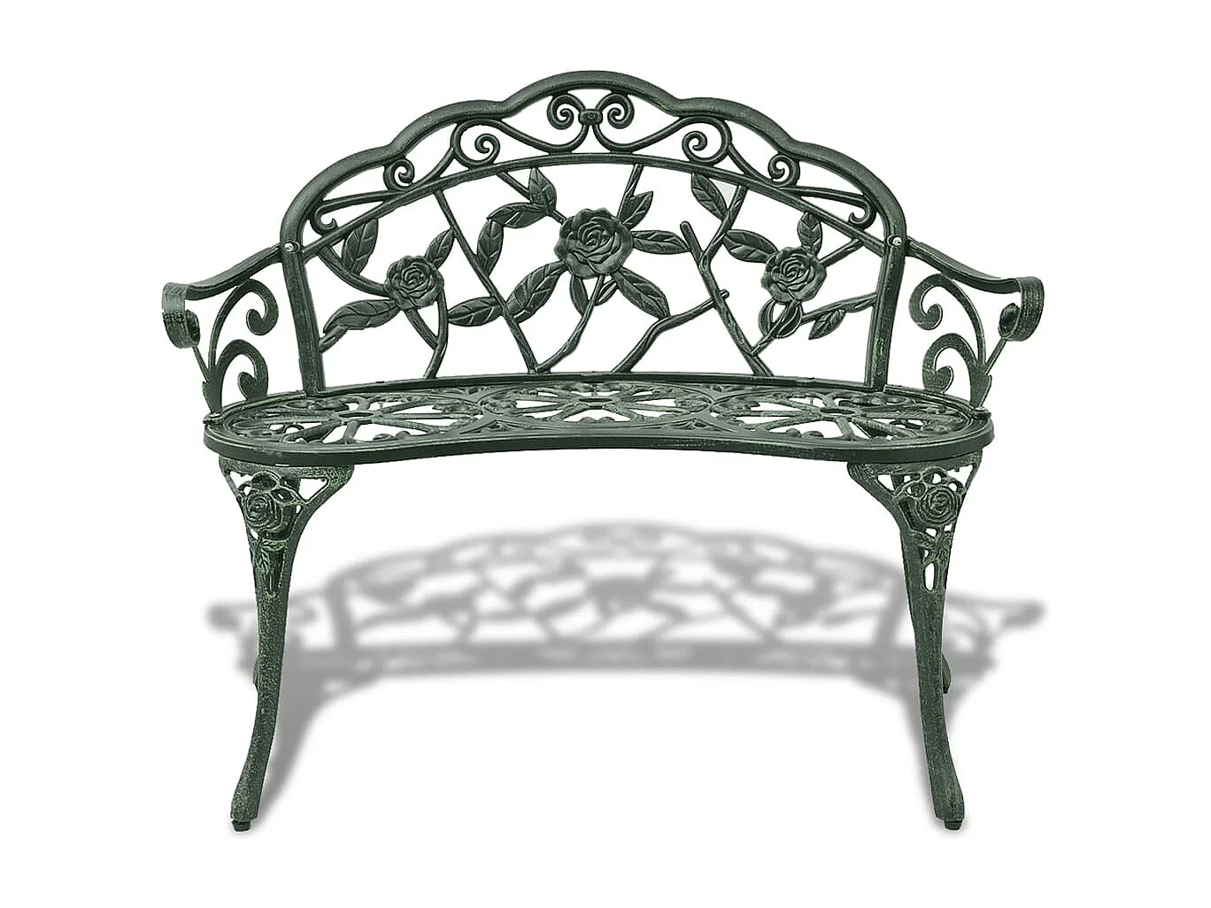 Banco de jardim ao ar livre mobiliário de pátio terraço 100 x 54 x 80 cm alumínio fundido verde 02_0011143