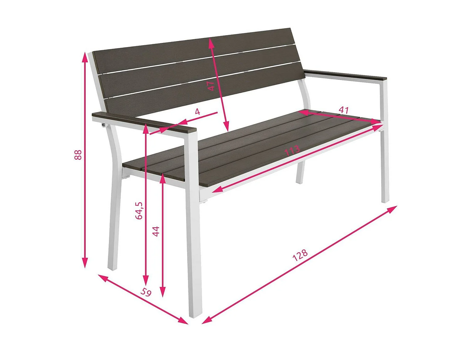 Banc de jardin pour aluminium blanche 128 x 59 x 88 cm 08_0000249