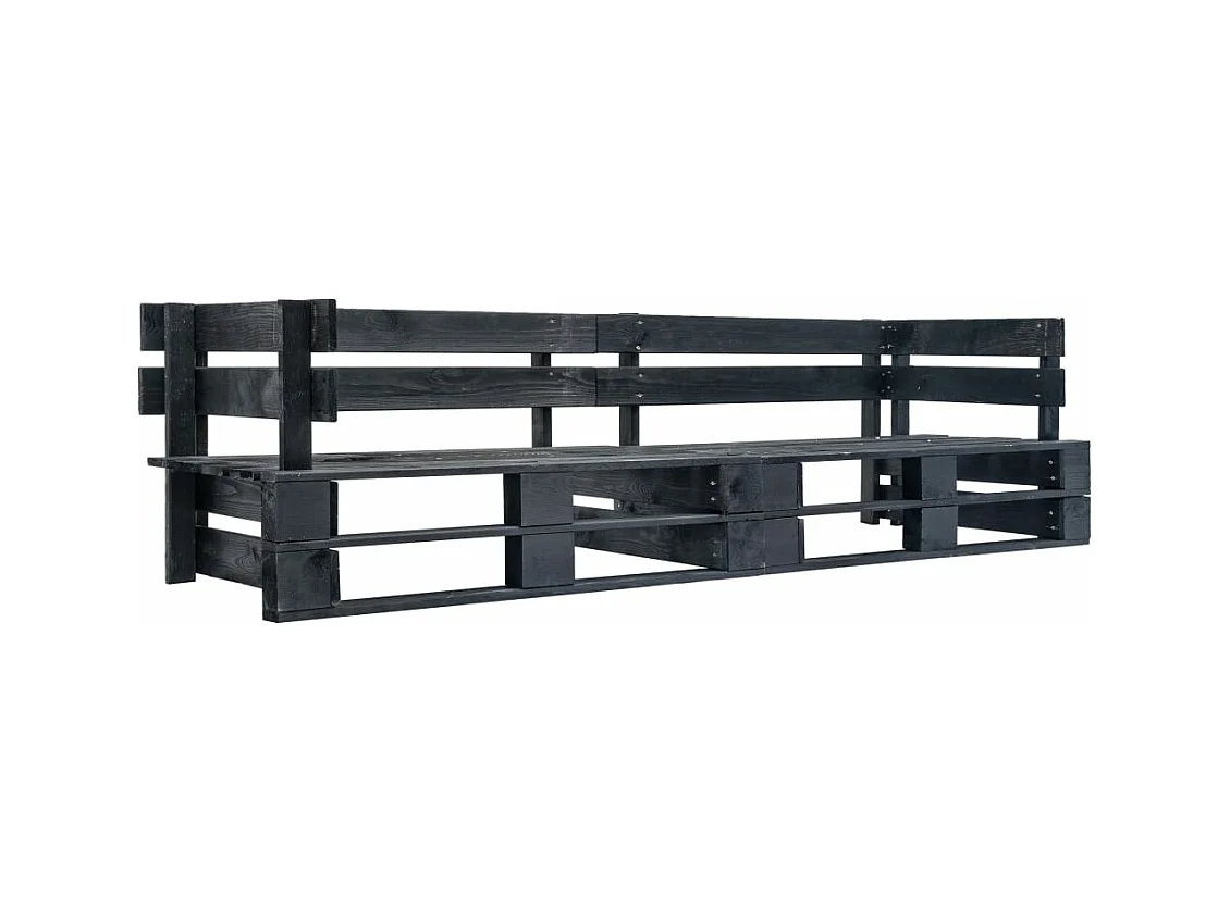 Divano pallet a 2 posti in legno nero da giardino 02_0011865