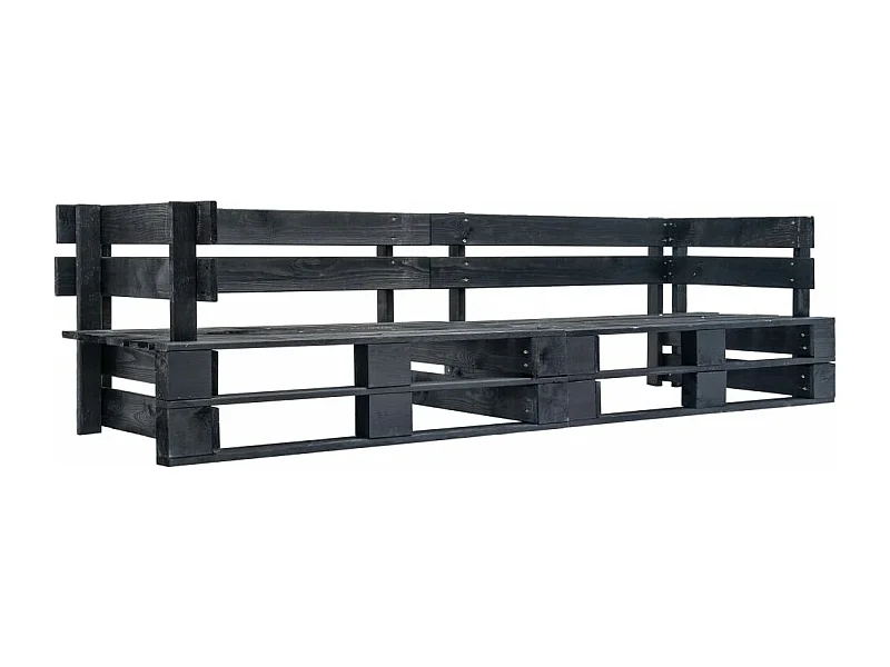 Divano pallet a 2 posti in legno nero da giardino 02_0011865