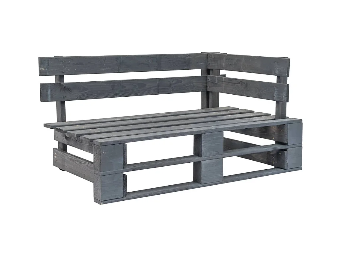 Panca da giardino mobili da giardino per esterni terrazza ad angolo 110 x 65 x 55 cm pallet da giardino in legno grigio 02_0011134