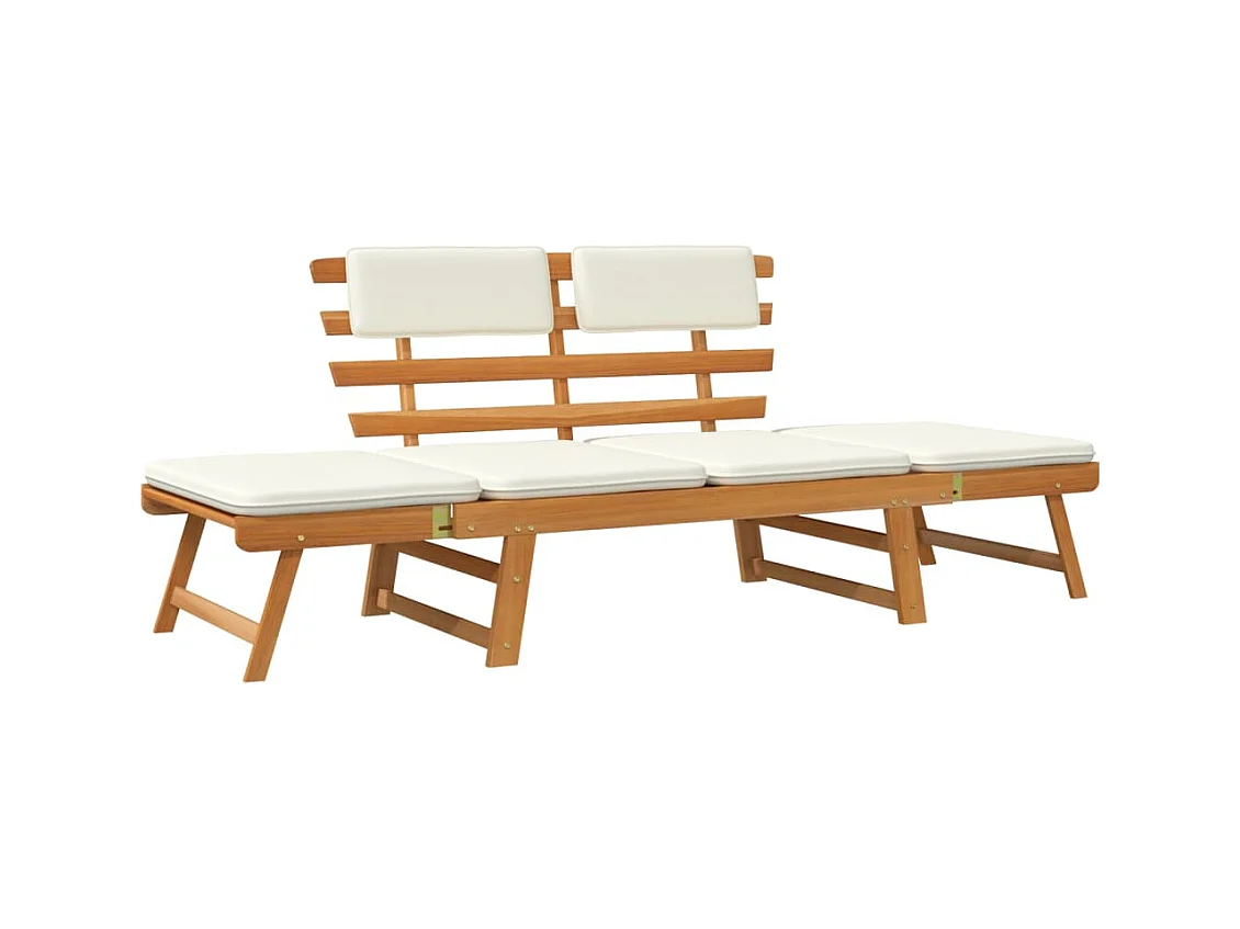 Banco de jardín 190 Muebles de exterior terraza terraza con cojines 2 en 1 cm madera maciza de acacia 02_0011596