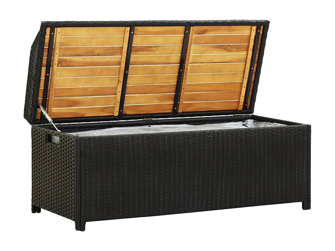 Panca da giardino mobili da giardino per esterni terrazza portaoggetti da giardino 120 cm resina intrecciata nera 02_0011805