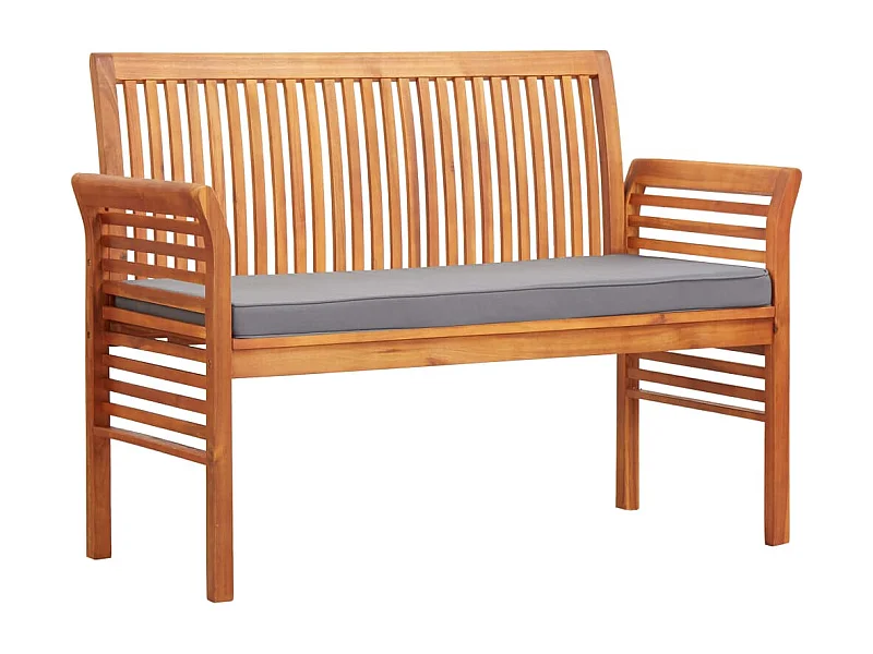Banco de jardín Muebles de terraza exterior Terraza de 2 plazas con cojín 120 x 60 x 90 cm Madera maciza de acacia 02_0011286
