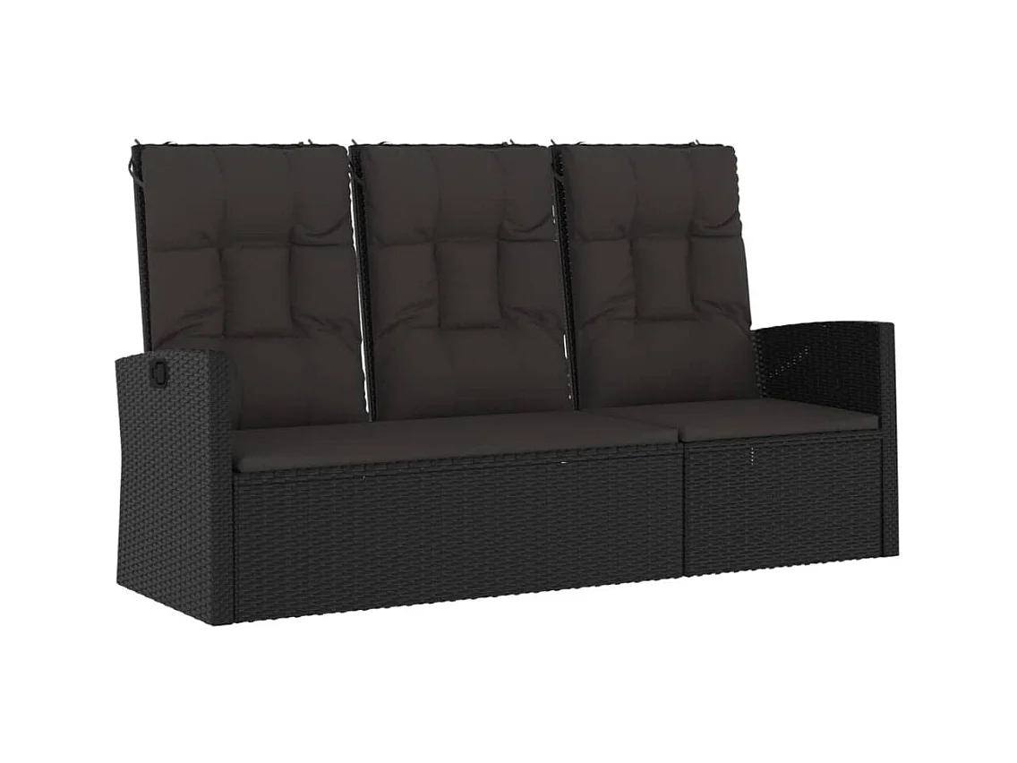 Banc de jardin meuble résine noire 173 x 62 x 95 cm 02_0011740