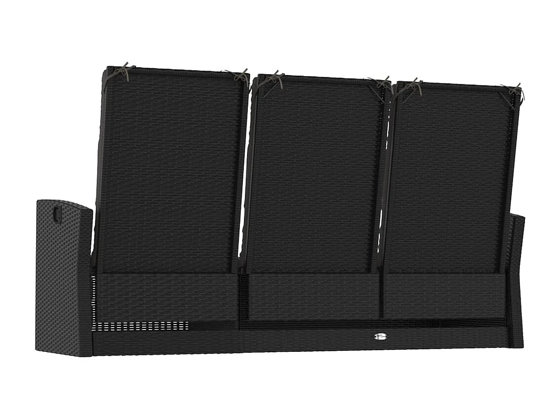 Panca da giardino mobile da giardino per esterni terrazza reclinabile e cuscini neri 173 x 62 x 95 cm resina intrecciata 02_0011740