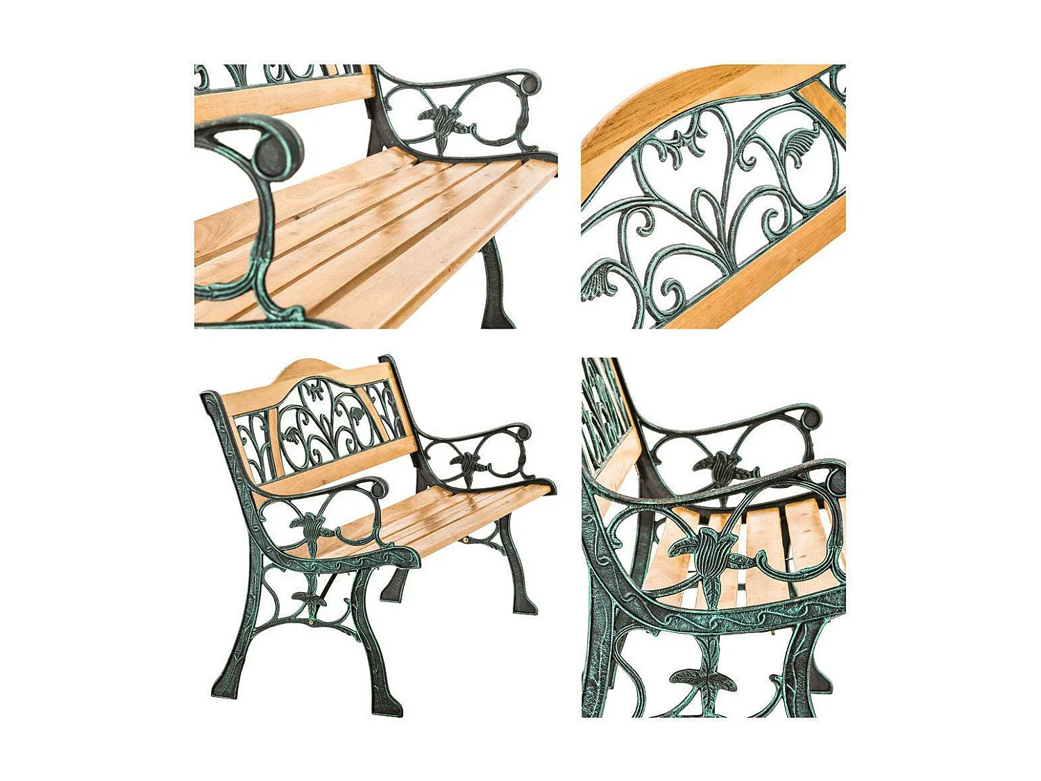 Banc bois et fonte bois marron 124 x 60 x 83 cm 2208148