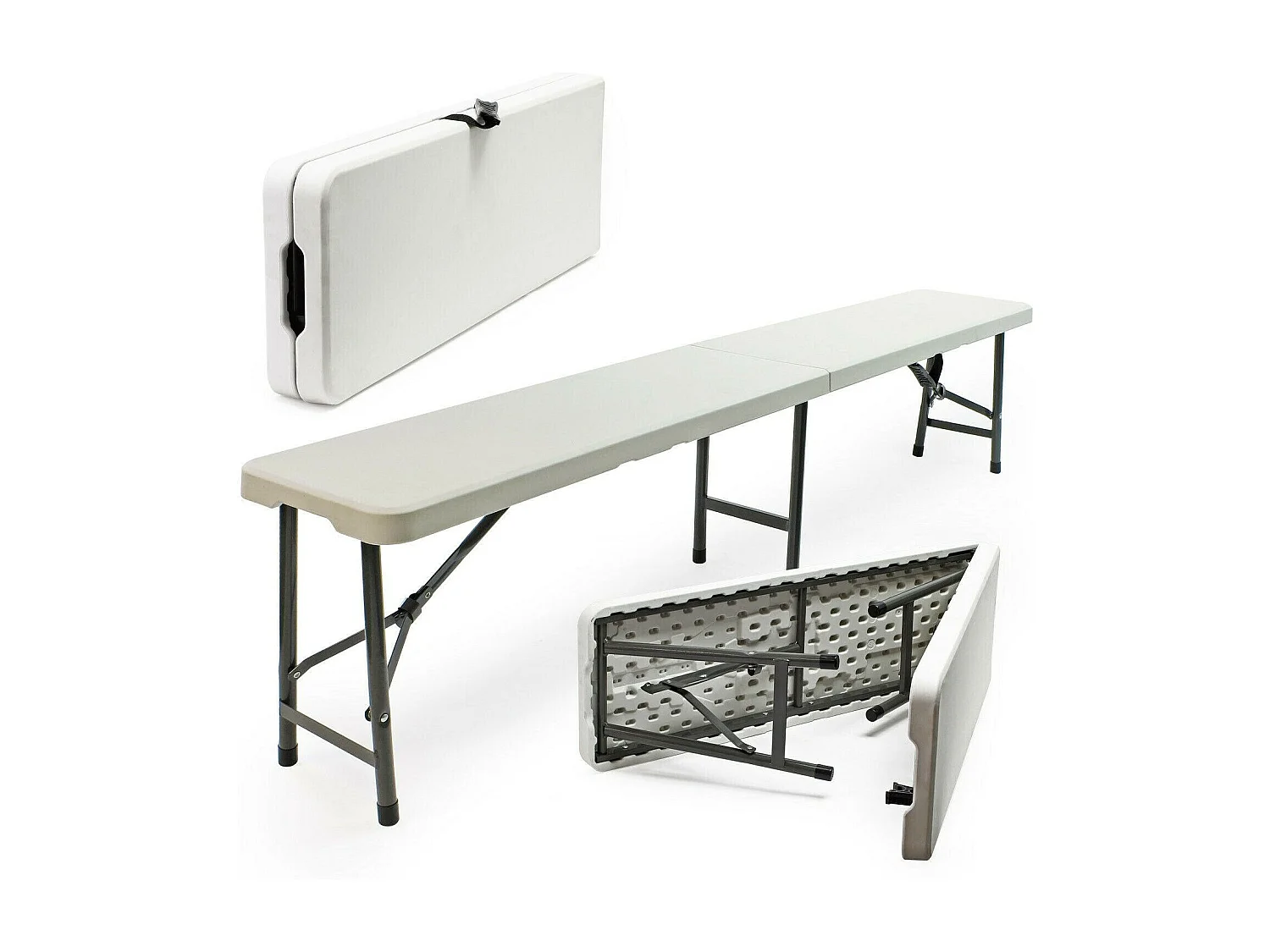 Banc de camping pliant blanche 180 x 29 x 43 cm 16_0002207
