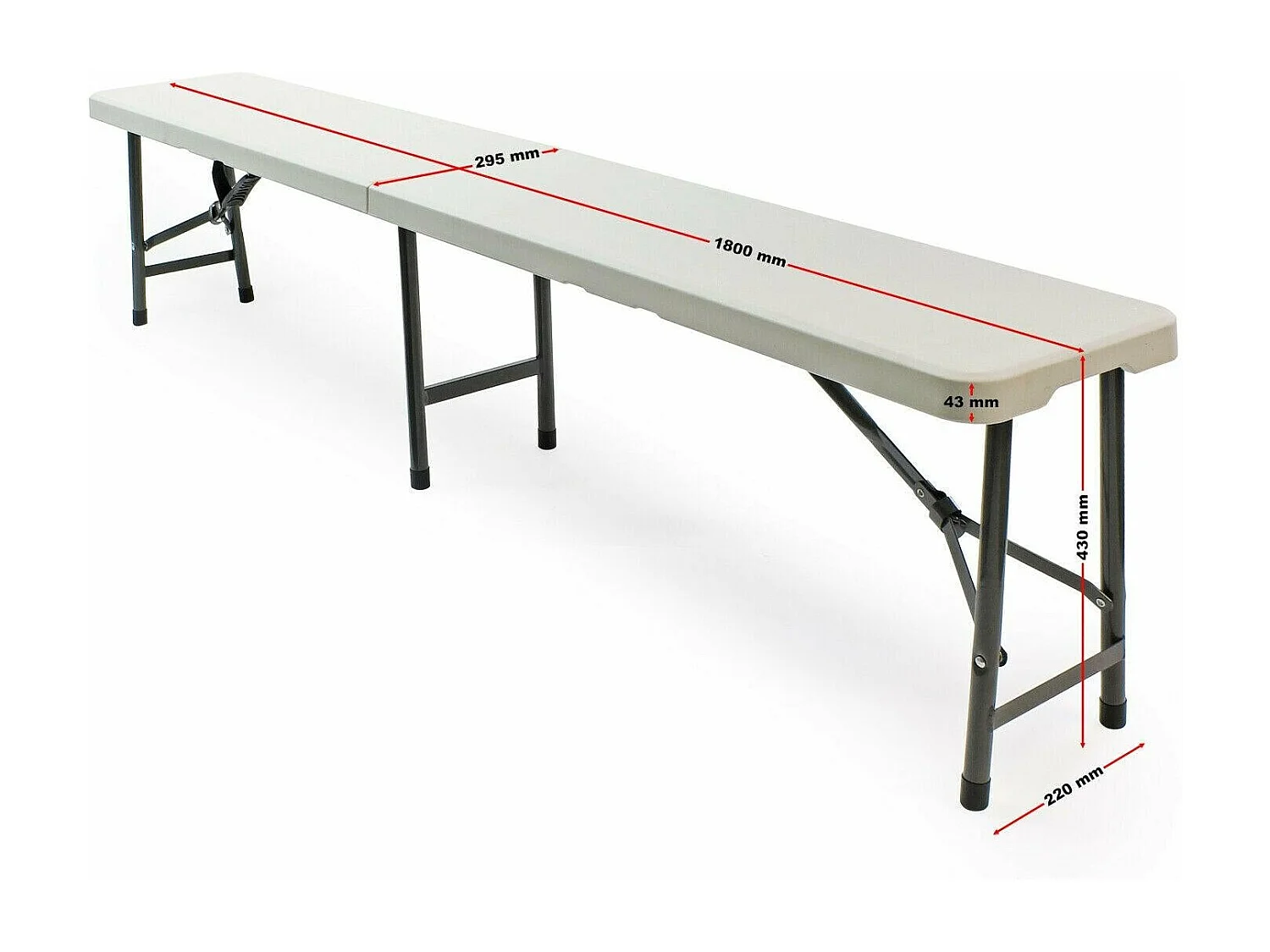 Banc de camping pliant blanche 180 x 29 x 43 cm 16_0002207