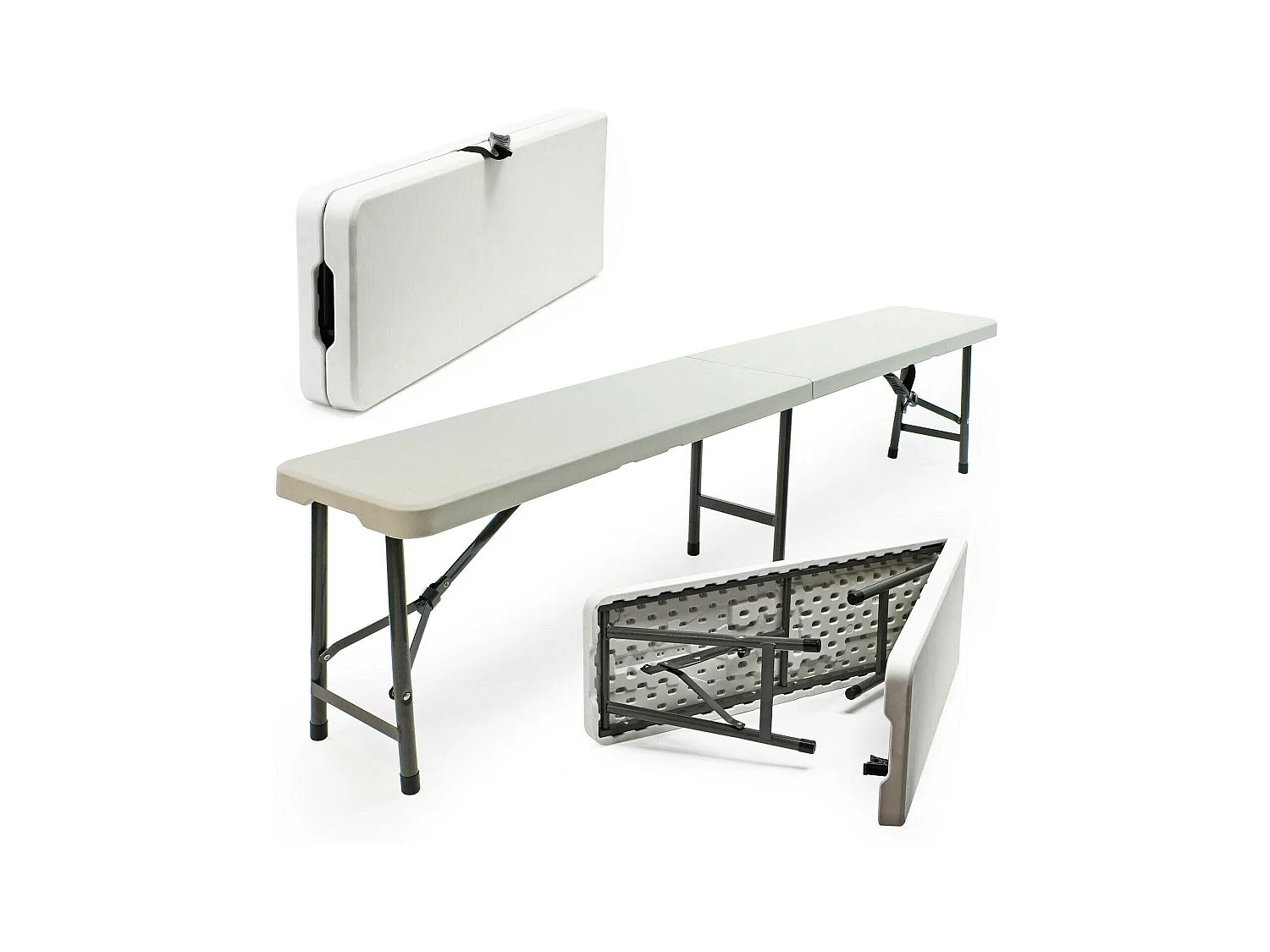 Banc de camping pliant blanche 180 x 29 x 43 cm 16_0002207