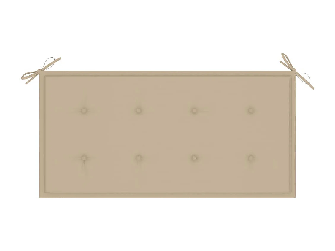Banco de jardim com móveis de pátio externo e terraço com almofada bege 112 x 55 x 94 cm madeira maciça de teca 02_0011466