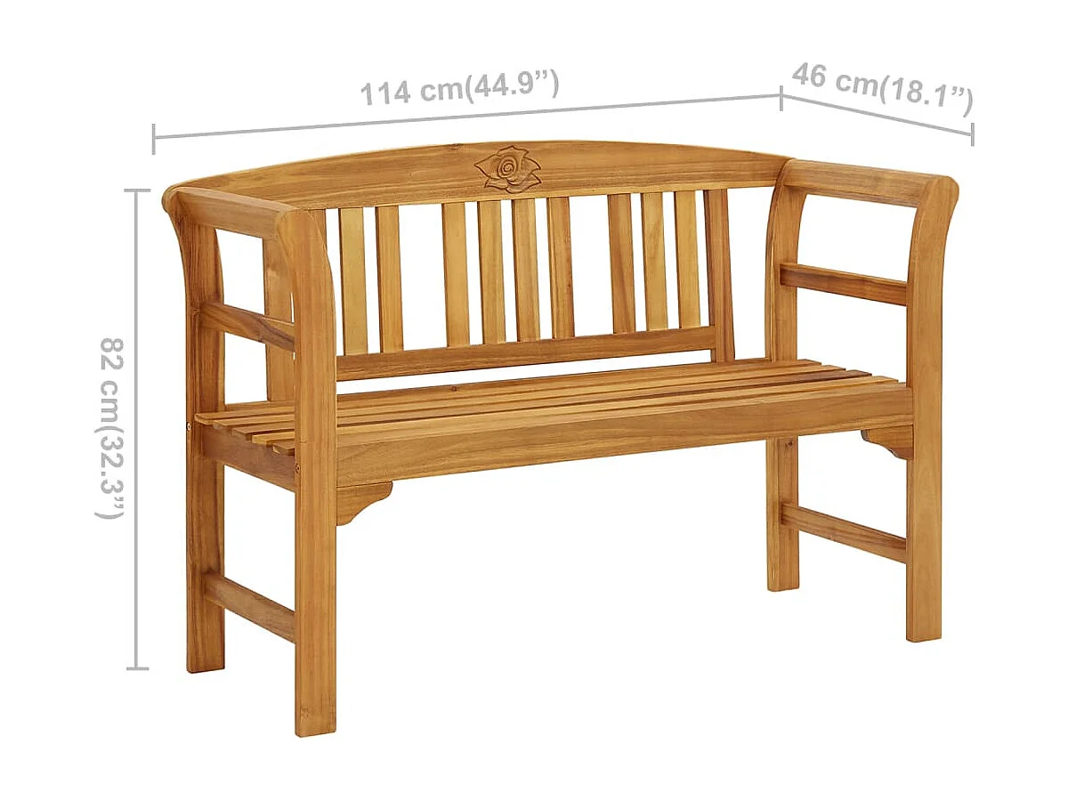 Panca da giardino mobili da giardino per esterni terrazza 114 x 46 x 82 cm in legno massello di acacia 02_0011178