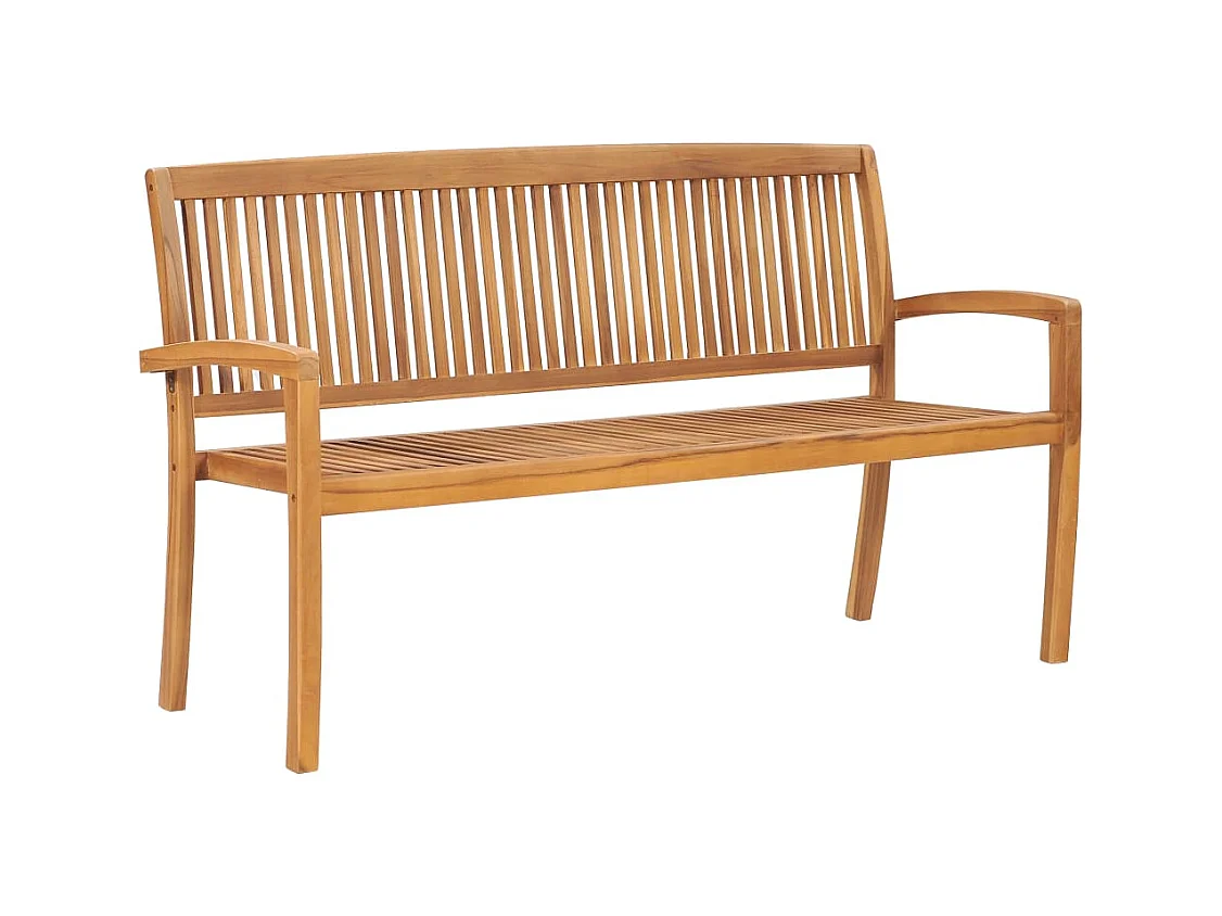 Banco de jardín para terraza 3 plazas apilable 159 x 575 ​​x 90 cm madera maciza de teca 02_0011030