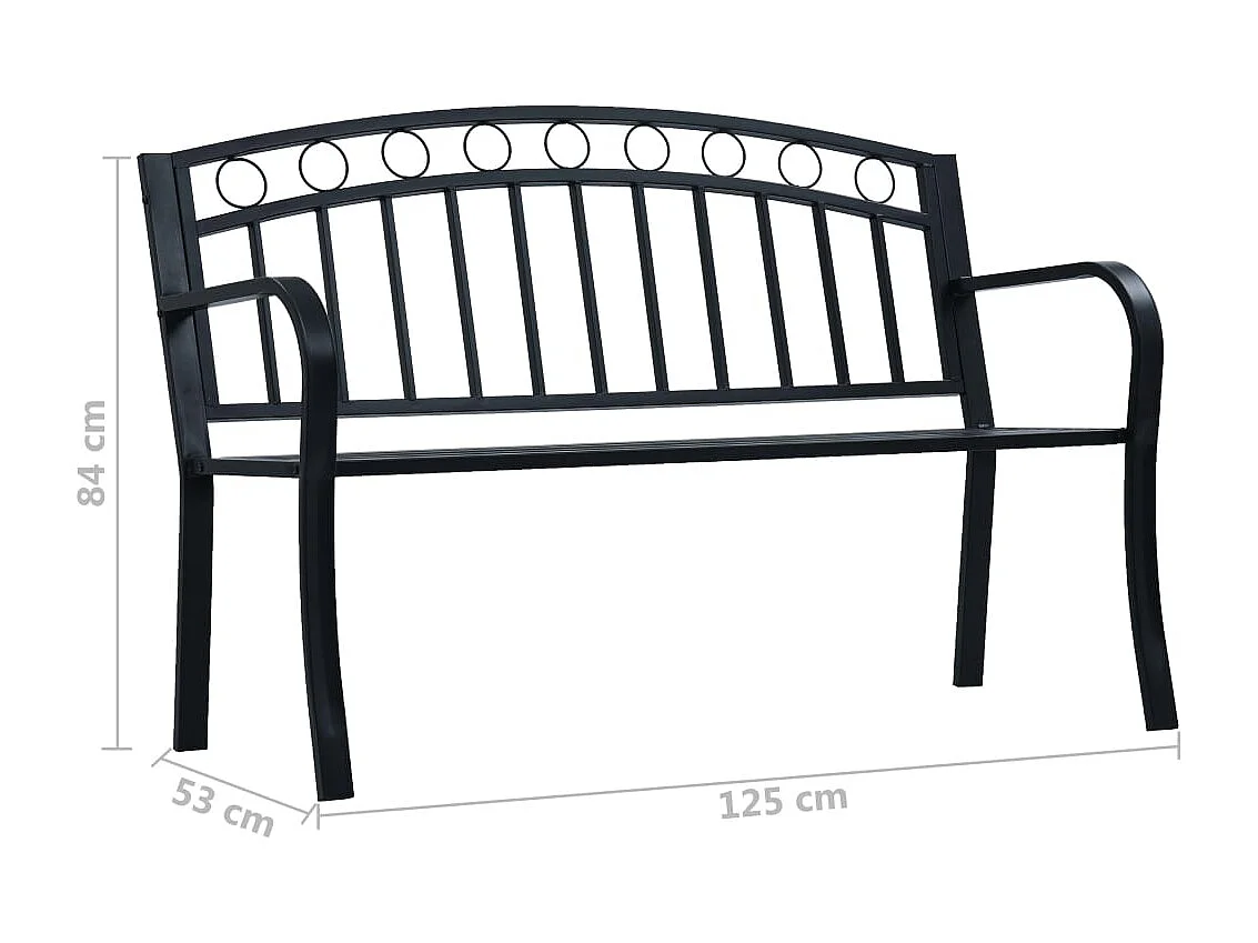 Banc de jardin meuble noire 125 x 53 x 84 cm 02_0011232