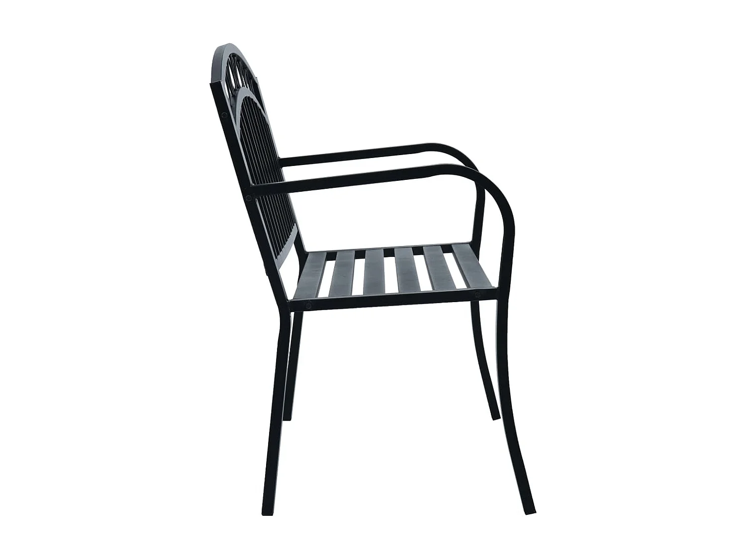 Panca da giardino arredo da giardino per esterni terrazza 125 cm acciaio nero 02_0011232