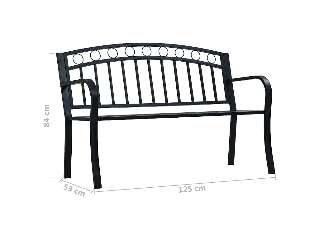 Banco de jardim mobiliário de exterior para pátio ou terraço 125 cm aço preto 02_0011232