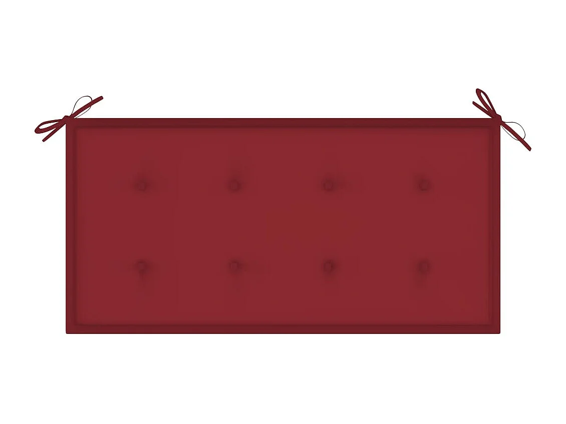 Banco de jardín Muebles de exterior para terraza con cojín rojo burdeos 112 x 55 x 94 cm teca maciza 02_0011541