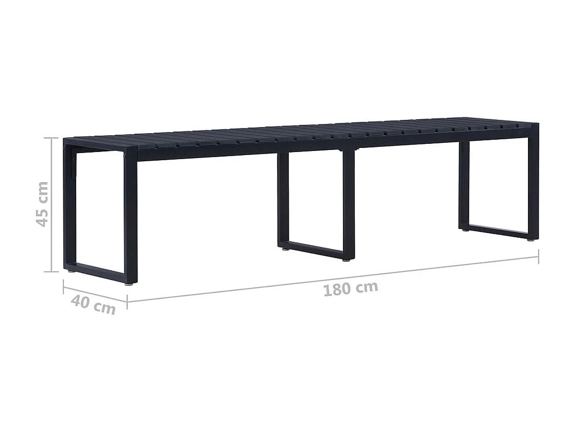 Banco de jardín muebles de exterior para terraza terraza 180 cm panel PS negro 02_0011276