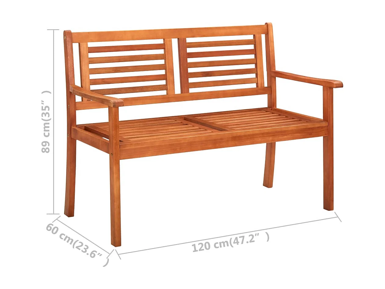 Panca da giardino mobile da giardino per esterni terrazza a 2 posti 120 x 60 x 89 cm in legno massello di eucalipto 02_0011279