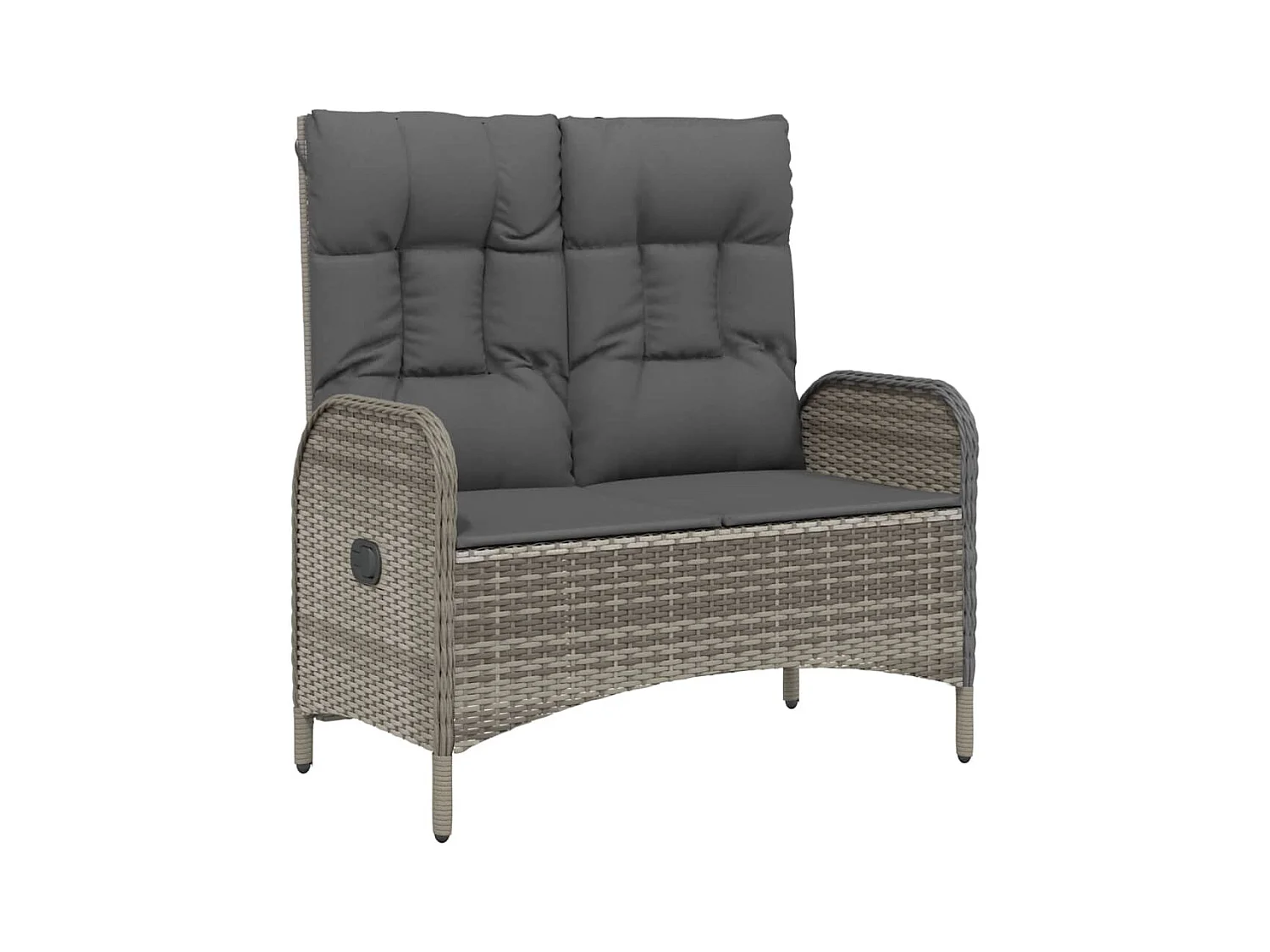 Panca da giardino mobili da giardino per esterni terrazza reclinabile con cuscini 107 cm polyrattan grigio 02_0011735