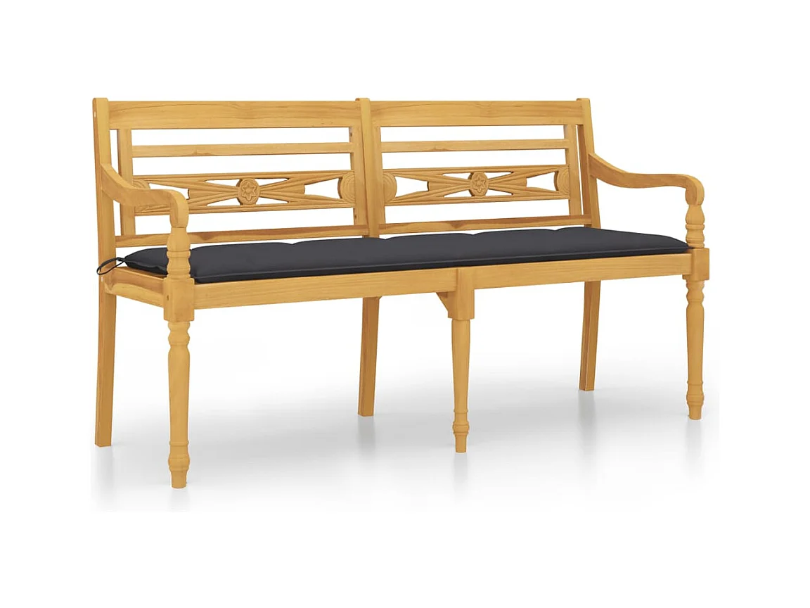 Panca da giardino mobili da giardino per esterni terrazza con cuscino antracite 150 x 50 x 7 cm legno massello di teak 02_0011041