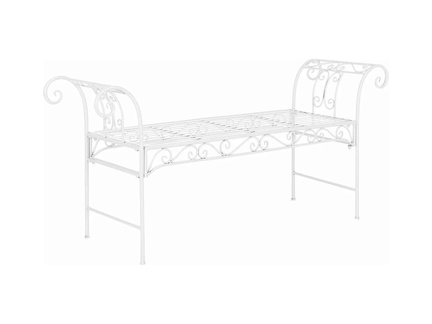 Banc de jardin vintage métal blanche 147 x 46 x 70 cm 03_0006443