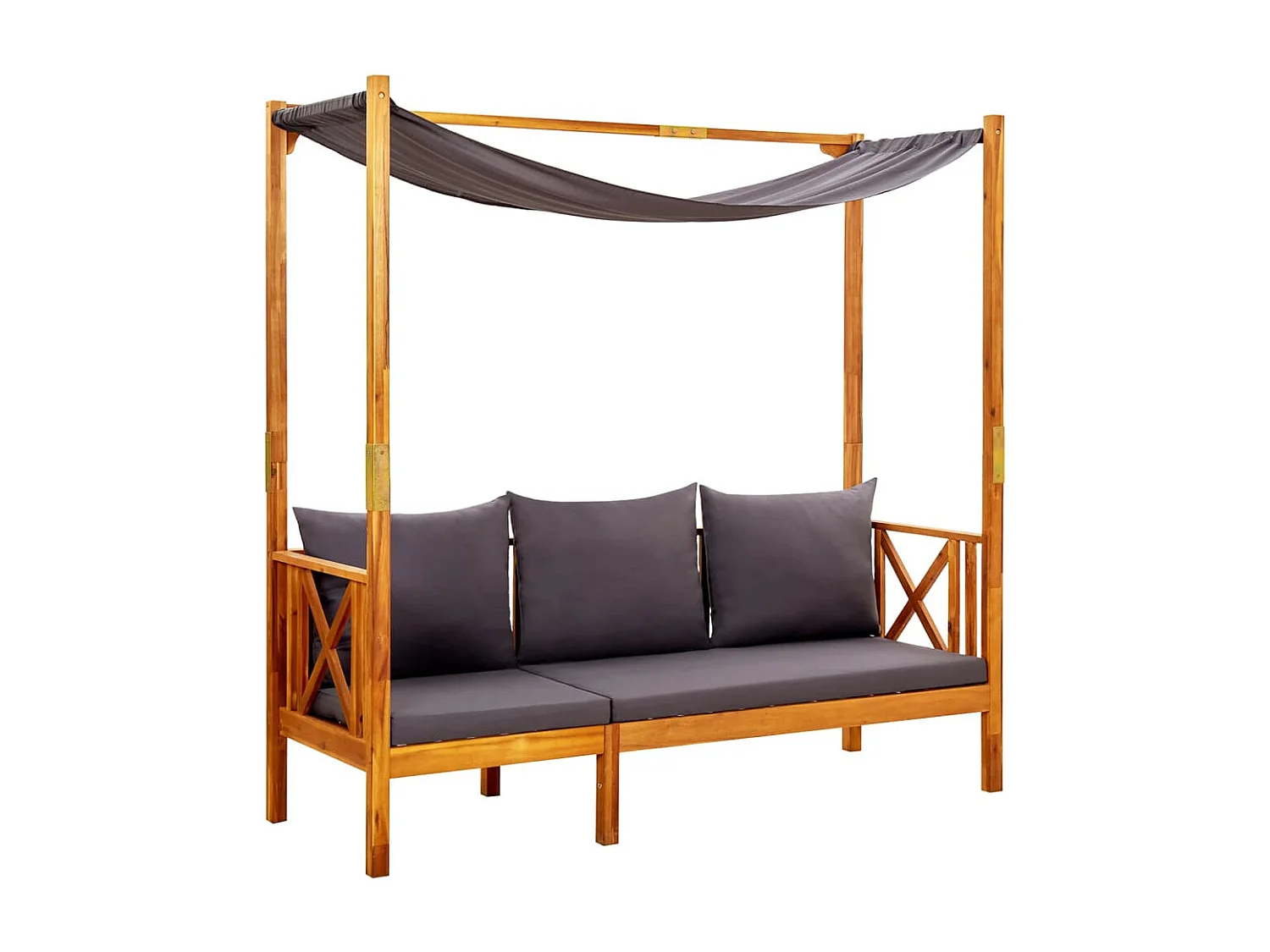 Panca da giardino mobili da esterno per patio terrazza con tettoia e poggiapiedi legno massello di acacia 02_0011345