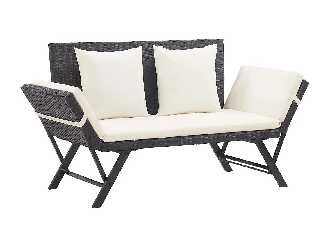 Banc de jardin meuble résine noire 130 x 70 x 80 cm 02_0011594