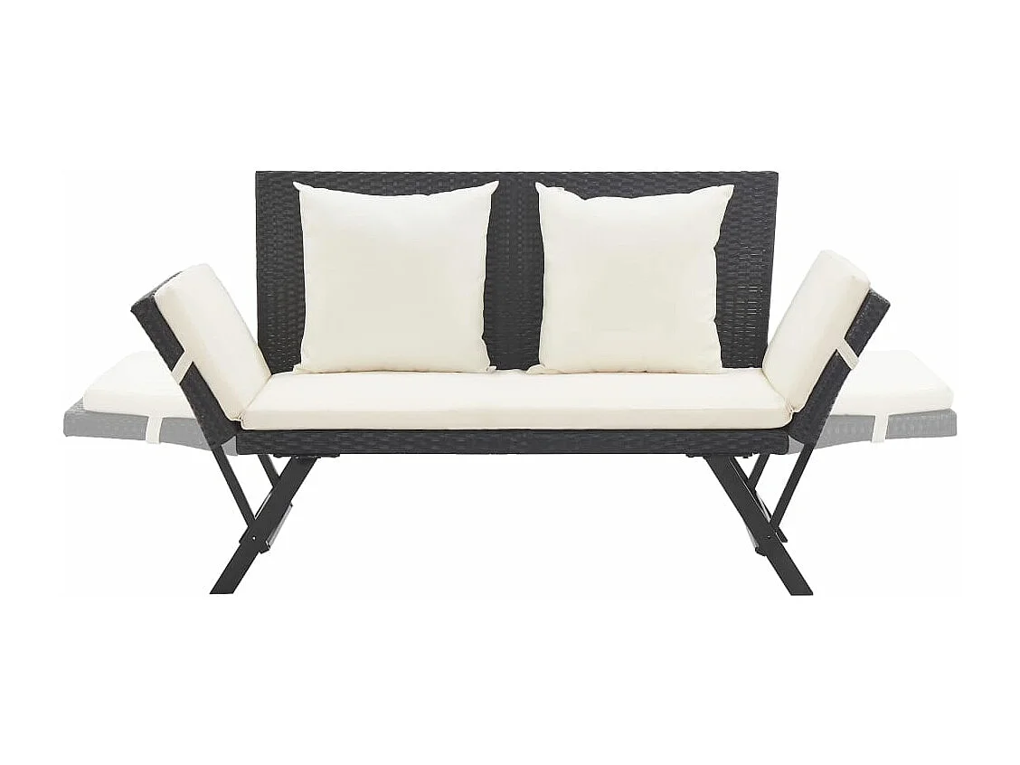 Banc de jardin meuble résine noire 130 x 70 x 80 cm 02_0011594