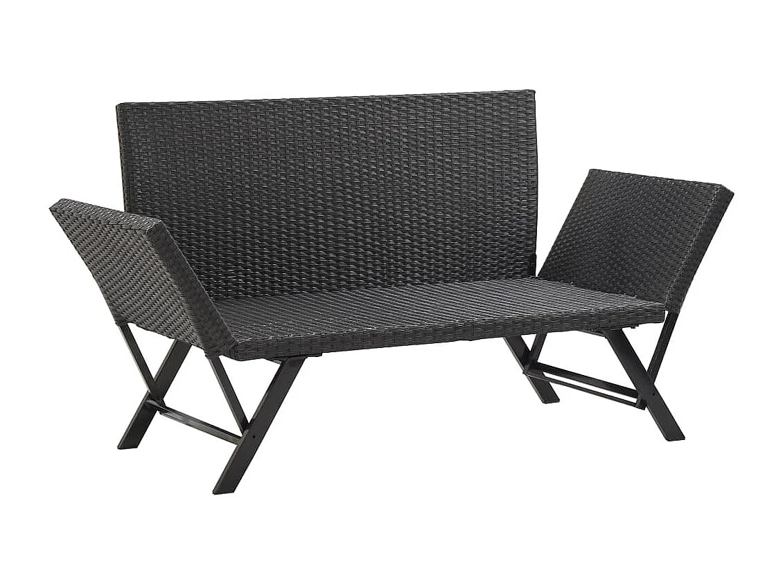Banc de jardin meuble résine noire 130 x 70 x 80 cm 02_0011594