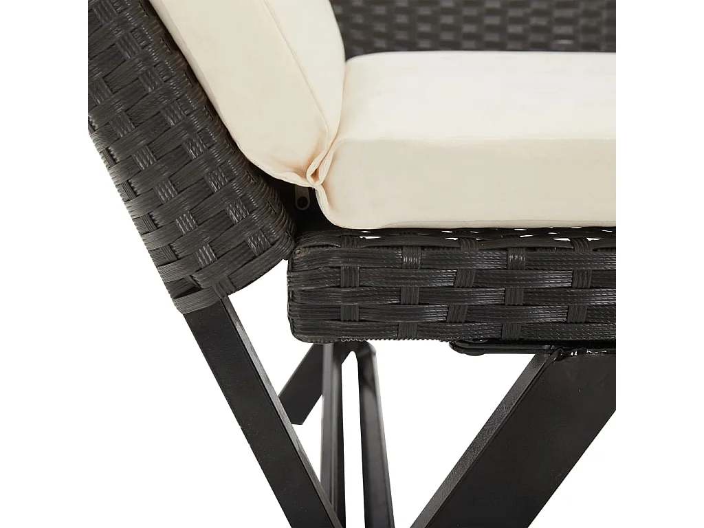 Panca da giardino arredo da esterno terrazza con cuscini 176 cm resina intrecciata nera 02_0011594