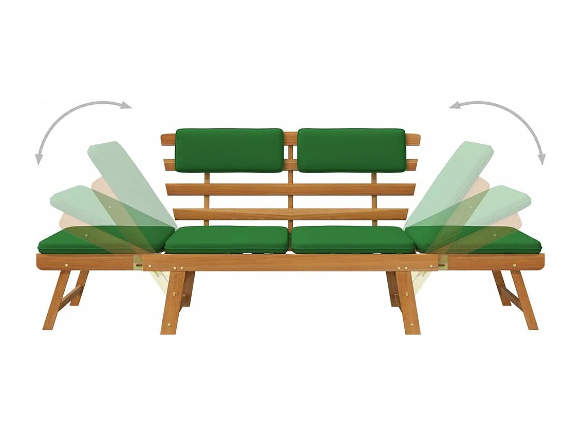 Panca da giardino mobile da giardino per esterni terrazza 2 in 1 con cuscini 190 x 68 x 74 cm legno massello di acacia 02_0011597