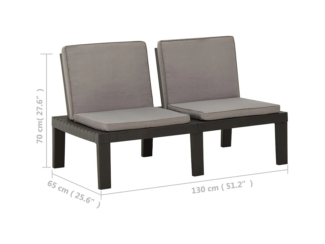 Banc de jardin meuble grise 130 x 65 x 70 cm 02_0011813