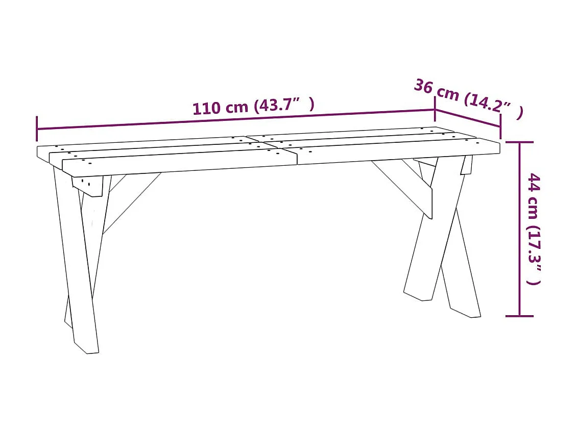 Banc de jardin meuble bois marron 110 x 36 x 44 cm 02_0011169