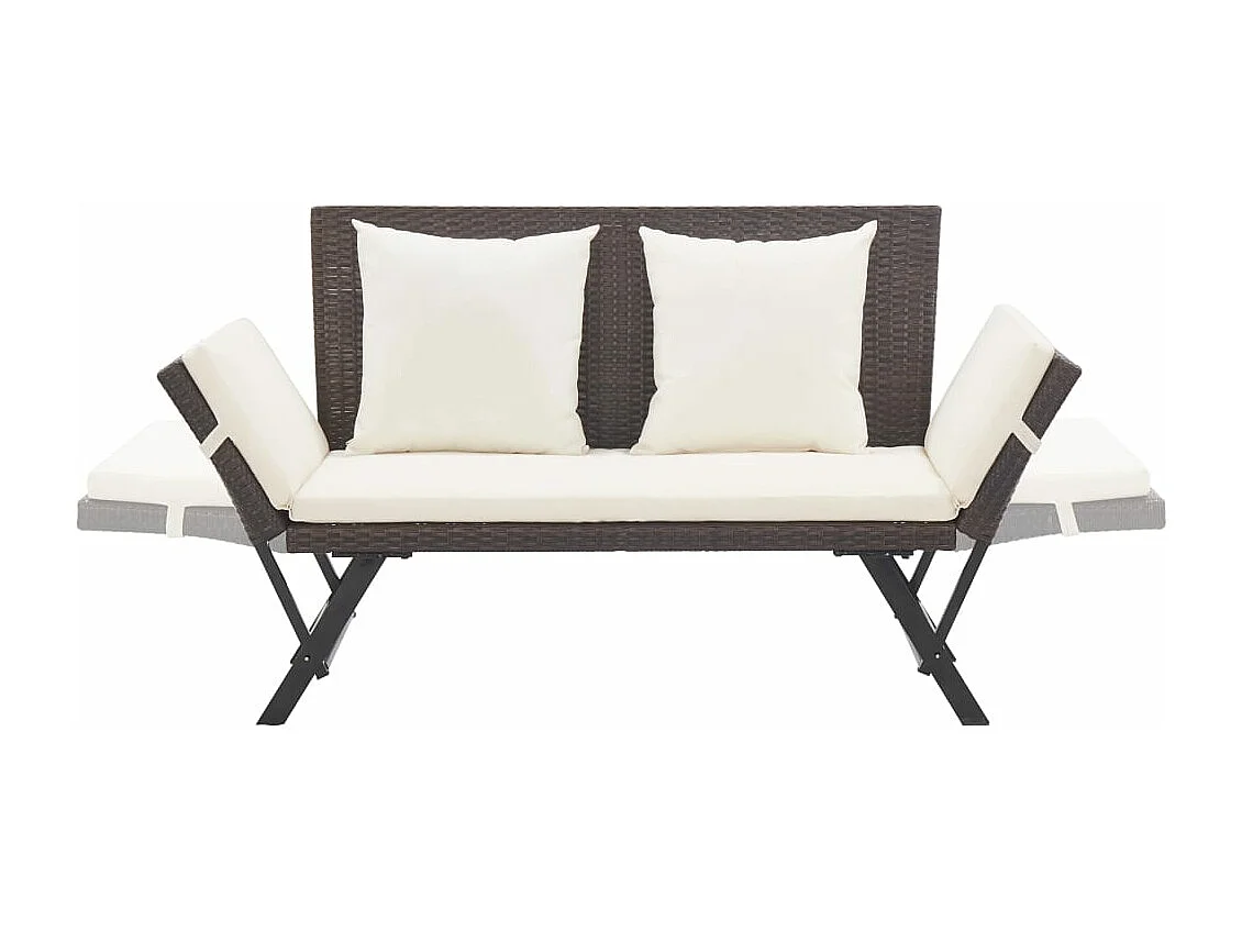 Panca da giardino arredo da esterno terrazza con cuscini 176 cm resina intrecciata marrone 02_0011593