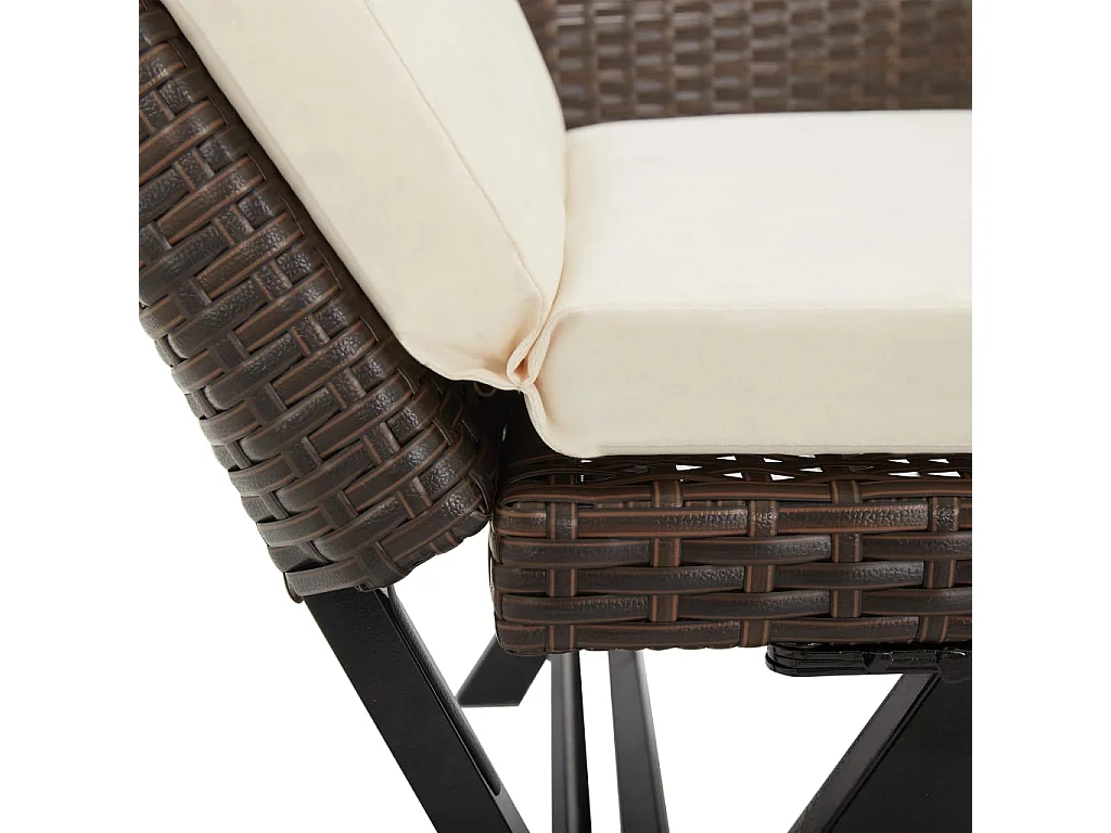 Banco de jardín muebles de exterior terraza con cojines 176 cm resina tejida marrón 02_0011593